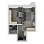 Планировка 1-комнатной квартиры, 41,7 м2