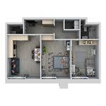 Планировка 3-комнатной квартиры, 77,1 м2