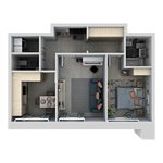 Планировка 2-комнатной квартиры, 58 м2