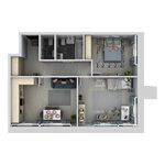 Планировка 3-комнатной квартиры, 62,1 м2