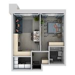 Планировка 2-комнатной квартиры, 41,2 м2