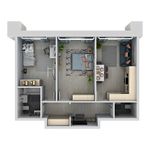 Планировка 3-комнатной квартиры, 58,9 м2