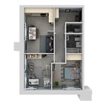 Планировка 3-комнатной квартиры, 61,2 м2