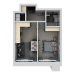 Планировка 2-комнатной квартиры, 43,6 м2