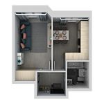 Планировка 2-комнатной квартиры, 37 м2