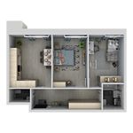 Планировка 3-комнатной квартиры, 61,6 м2