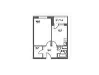 Планировка 1-комнатной квартиры, 40 м2