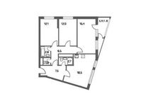 Планировка 3-комнатной квартиры, 81 м2
