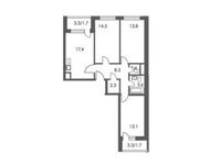 Планировка 3-комнатной квартиры, 78 м2