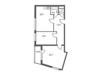 Планировка 3-комнатной квартиры, 77 м2