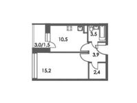 Планировка 1-комнатной квартиры, 37 м2