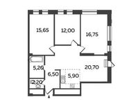 Планировка 4-комнатной квартиры, 93,3 м2
