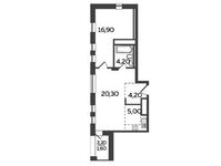 Планировка 2-комнатной квартиры, 52,2 м2