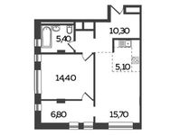 Планировка 2-комнатной квартиры, 57,7 м2