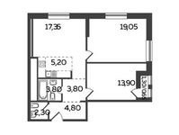 Планировка 3-комнатной квартиры, 70,85 м2