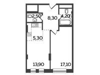 Планировка 2-комнатной квартиры, 51,3 м2