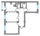Планировка 3-комнатной квартиры, 66,7 м2