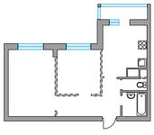 Планировка 2-комнатной квартиры, 50 м2