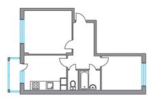 Планировка 2-комнатной квартиры, 50,9 м2