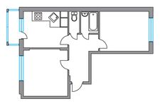 Планировка 2-комнатной квартиры, 53,3 м2