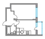Планировка 1-комнатной квартиры, 35,6 м2