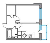 Планировка 1-комнатной квартиры, 36,3 м2
