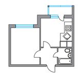 Планировка 1-комнатной квартиры, 35,4 м2