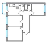 Планировка 3-комнатной квартиры, 66,3 м2