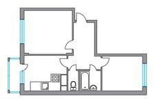 Планировка 2-комнатной квартиры, 50,7 м2