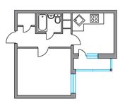 Планировка 1-комнатной квартиры, 39,9 м2