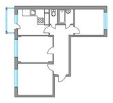 Планировка 3-комнатной квартиры, 65,9 м2