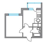 Планировка 1-комнатной квартиры, 35,1 м2
