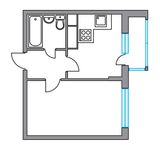 Планировка 1-комнатной квартиры, 31,6 м2
