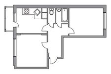 Планировка 2-комнатной квартиры, 53 м2