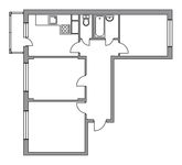 Планировка 3-комнатной квартиры, 66 м2