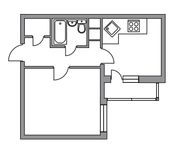 Планировка 1-комнатной квартиры, 39 м2