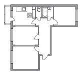 Планировка 3-комнатной квартиры, 65 м2