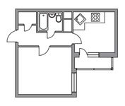 Планировка 1-комнатной квартиры, 39 м2