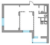 Планировка 2-комнатной квартиры, 54 м2