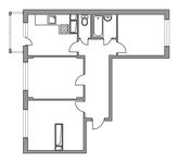 Планировка 3-комнатной квартиры, 66 м2
