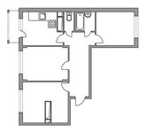 Планировка 3-комнатной квартиры, 65 м2