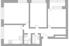 Планировка 3-комнатной квартиры, 86,4 м2