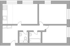 Планировка 3-комнатной квартиры, 68,8 м2