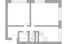Планировка 2-комнатной квартиры, 60 м2