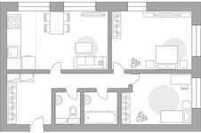 Планировка 3-комнатной квартиры, 68,8 м2