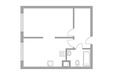 Планировка 1-комнатной квартиры, 35,3 м2