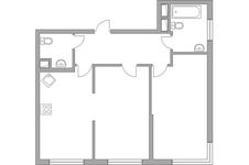 Планировка 2-комнатной квартиры, 55,3 м2