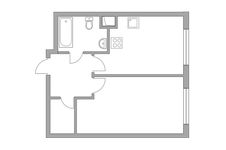 Планировка 1-комнатной квартиры, 34,8 м2