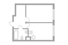 Планировка 1-комнатной квартиры, 34,9 м2