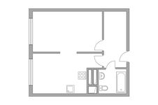 Планировка 1-комнатной квартиры, 34,1 м2
